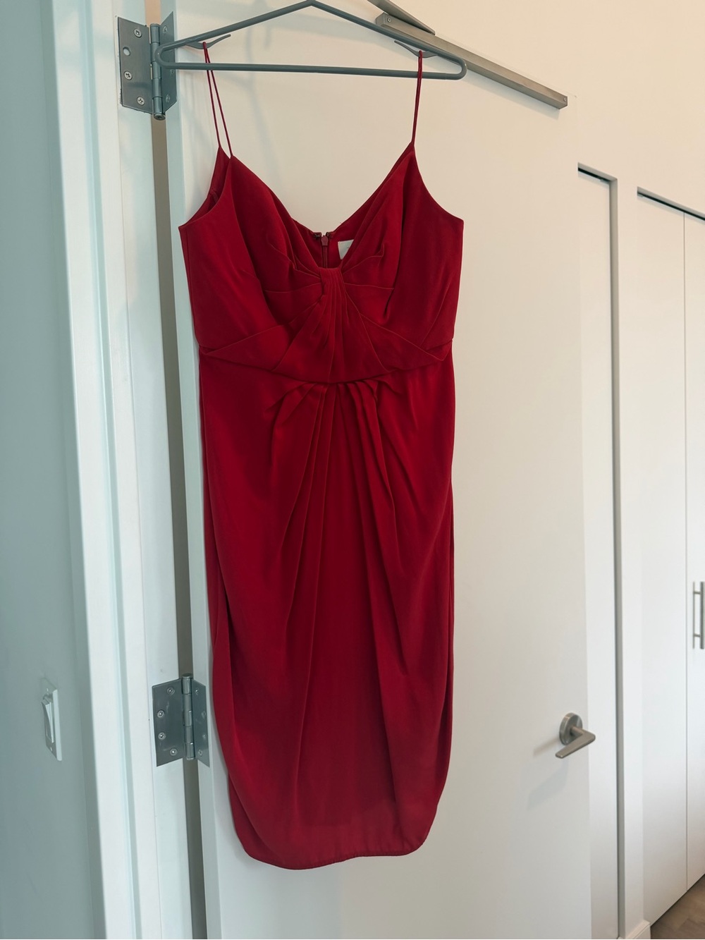 Red Spaghetti-Strap Sheath Dress